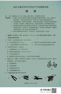 2025年广东省梅州市中考一模物理试题（中考模拟）