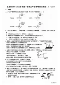 2025年哈尔滨市道里区中考二模物理试卷和参考答案