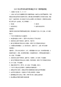 2025年江苏省盐城市亭湖区中考一模物理试题（解析版）