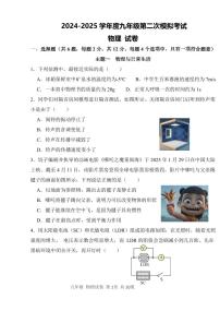 2025年4月深圳市南山区教科院集团初三二模物理试卷及参考答案