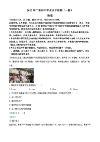 广东省韶关市乳源瑶族自治县2025年4月中考二模 物理试题（含解析）