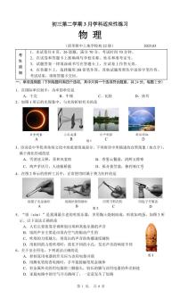 北京市清华大学附属中学上地学校2024-2025学年九年级下学期三月月考物理试卷