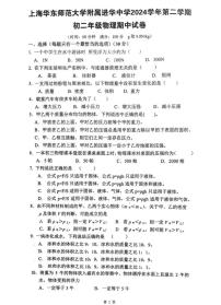 上海华东师范大学附属进华中学2024-2025学年八年级下学期期中物理试卷