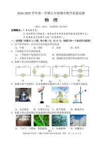 福建省三明市尤溪县2024-2025学年九年级上学期期中考试物理试题