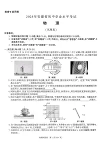 安徽省2025年初中学业水平考试物理试卷（无答案）