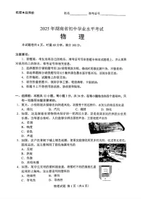 2025年湖南省中考物理真题含标答