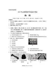 2025年云南省初中学业水平考试物理试卷
