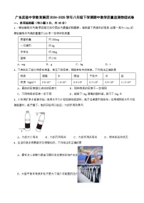 广东实验中学教育集团2024-2025学年八年级下学期期中教学质量监测物理试卷