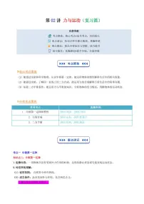 第02讲 力与运动(复习篇)-2025年暑假九年级物理（沪教版2024）精品讲义（含答案）