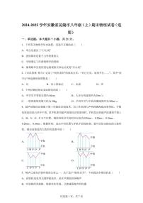 安徽省芜湖市2024~2025学年八年级上册期末考试物理试卷[附解析]