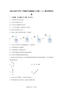 广西柳州市鹿寨县2024~2025学年八年级上册期末物理试卷[附解析]