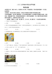 2025年山东省初中学业水平考试中考物理真题试卷(中考真题+答案)
