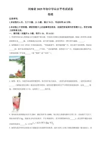 2025年河南省初中学业水平考试中考物理真题试卷(中考真题+答案)