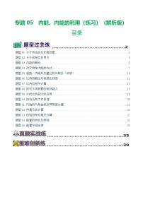 中考物理复习：专题05 内能、内能的利用（练习）（答案）