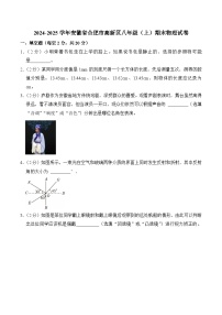 【8物（HK）期末】合肥市高新区2024-2025学年上学期八年级期末学业质量抽测物理试题