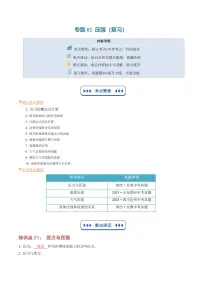 专题02 压强(复习)-2025年初中九年级物理(人教版2024)暑假讲义(原卷版+解析版)