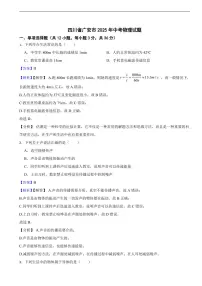 四川省广安市2025年中考物理试题及同步解析