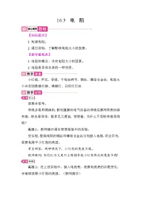 初中物理人教版（2024）九年级全册（2024）第十六章 电压 电阻第3节 电阻教案设计