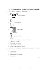 2024～2025学年广东省惠州市惠阳区某校九年级上期中物理试卷