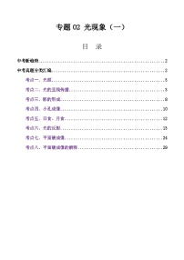 三年（2023-2025）中考物理真题分类汇编：专题02 光现象（一）（全国通用）（原卷版）