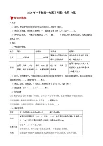 2026年中考物理一轮重点难点一遍过专题训练-电压 电阻（附答案解析）