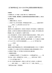 河南省三门峡市陕州区2024-2025学年八年级上学期期末物理试卷（解析版）