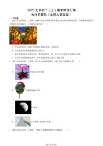 2025北京初二（上）期末物理汇编：物体的颜色（北师大课改版） 有答案解析练习
