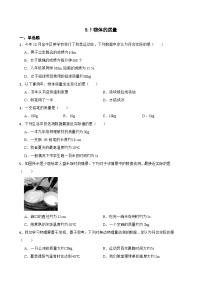 初中物理沪粤版（2024）八年级上册（2024）物体的质量课后复习题