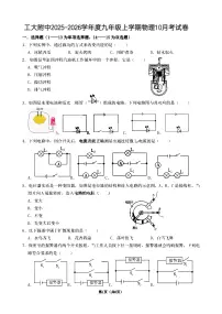 2025年哈尔滨工业大学附属中学九年级（上）10月月考物理试卷和答案