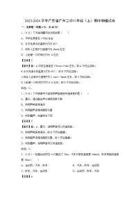 广东省广州市2023-2024学年八年级上学期期中物理试卷（解析版）