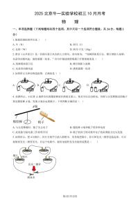2025北京牛一实验学校初三上10月月考物理试卷 (教师版)