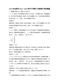 安徽省合肥市2023－2024学年下学期八年级期中考试物理试卷