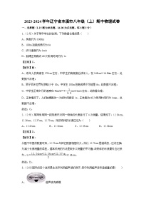 辽宁省本溪市第2023-2024学年八年级上学期期中物理试卷