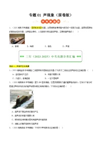 专题01 声现象（湖南专用）-【好题汇编】三年（2023-2025）中考物理真题分类汇编 试题 含答案