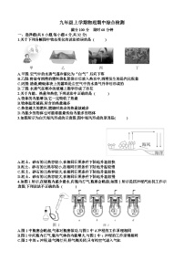 沪科版九年级上学期物理期中考试试题（含答案）