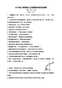 2025年秋人教新版九年级物理上册期中试题（原卷版）