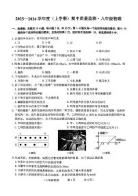 吉林省长春市朝阳区2025-2026学年八年级上学期期中物理试卷
