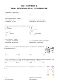 2025~2026学年10月江苏扬州广陵区扬州市树人中学初三上学期月考物理试卷（有答案解析）