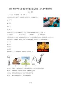 山东省济宁市梁山县2025~2026学年九年级上册月考物理试卷（10月）（含答案）