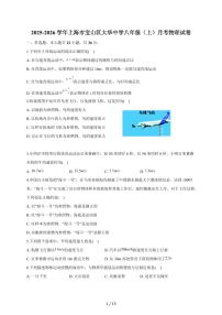 上海市宝山区大华中学2025~2026学年八年级上册月考物理试卷（含答案）