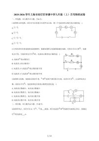 上海市闵行区华漕学校2025~2026学年九年级上册月考物理试卷（含答案）