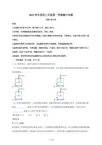 上海市浦东新区进才中学2025~2026学年九年级上册期中物理试卷（含解析）