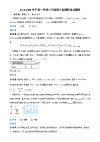 安徽省淮南市部分学校八年级上学期期末物理试题（解析版）-A4
