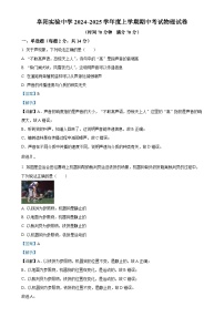 安徽省阜阳实验中学上学期八年级物理期中考试（解析版）-A4