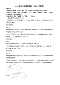 2025年安徽省滁州市全椒县中考一模物理试题（解析版）-A4