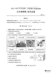 湖北省武汉市汉阳区2025-2026学年上学期期中考试九年级物理、化学试题