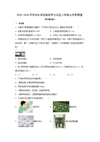 河北省石家庄市长安区2025-2026学年八年级上学期期中模拟练习物理试卷（学生版）