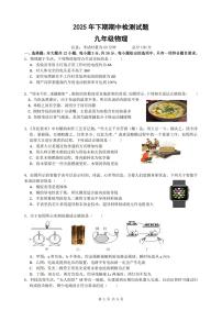 湖南省衡阳八中教育集团2025-2026学年上学期期中考试九年级物理试卷