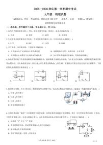 广东省深圳市南山外国语学校（集团）2025-2026学年上学期九年级期中物理试卷（含答案）