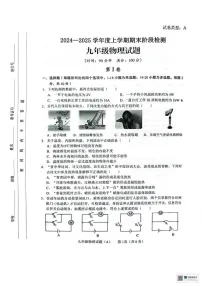 山东省临沂市临沭县2024-2025学年九年级上学期1月期末物理试题